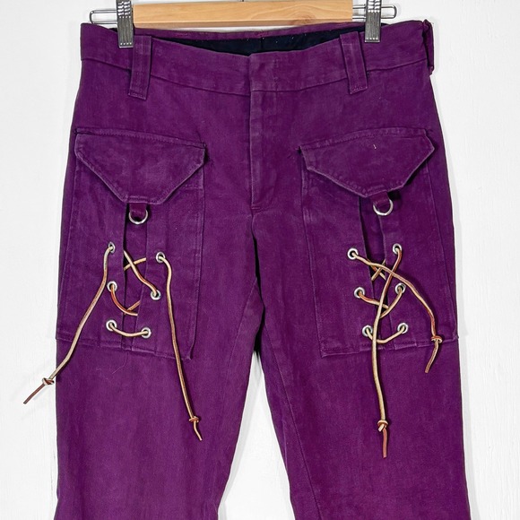 VTG 70s Purple Lace Up Bell Bottoms Sz S Hippie Disco Boho Jimi Hendrix‎ - Picture 2 of 7